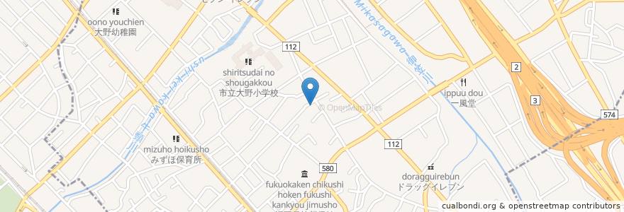 Mapa de ubicacion de 筑前大野郵便局 en 日本, 福岡県, 大野城市.
