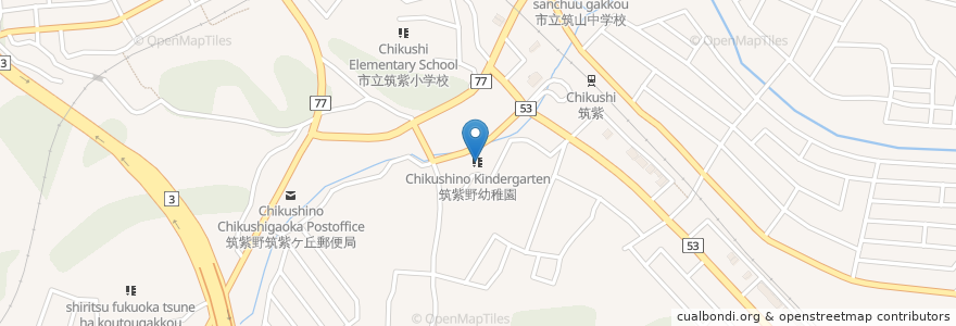 Mapa de ubicacion de 筑紫野幼稚園 en Japon, Préfecture De Fukuoka, 筑紫野市.