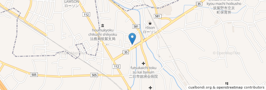 Mapa de ubicacion de 筑紫野本町郵便局 en اليابان, محافظة فوكوكا, 筑紫野市.