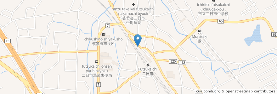 Mapa de ubicacion de 筑紫野警察署二日市駅前交番 en اليابان, محافظة فوكوكا, 筑紫野市.