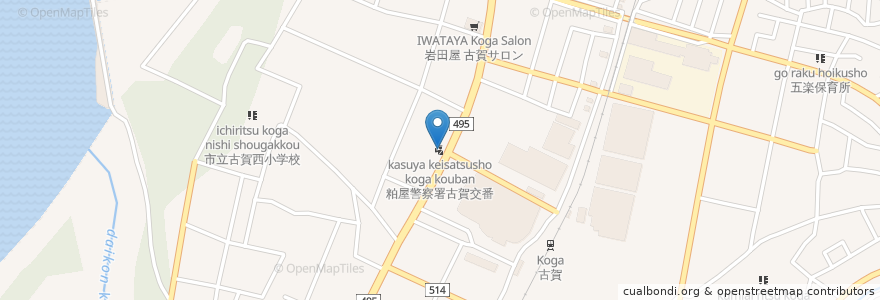 Mapa de ubicacion de 粕屋警察署古賀交番 en Япония, Фукуока, 古賀市.