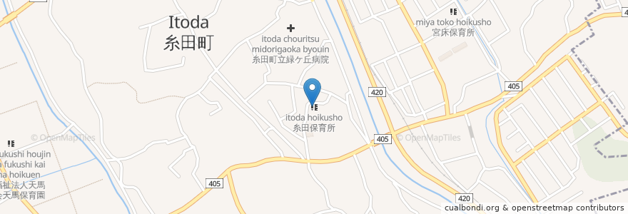 Mapa de ubicacion de 糸田保育所 en Japón, Prefectura De Fukuoka, 田川郡, 糸田町.