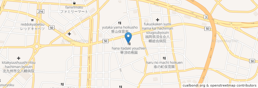 Mapa de ubicacion de 華頂幼稚園 en Japón, Prefectura De Fukuoka, 北九州市, 八幡東区.