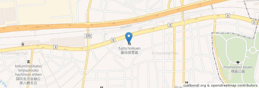 Mapa de ubicacion de 藤田保育園 en Giappone, Prefettura Di Fukuoka, 北九州市, 八幡西区.