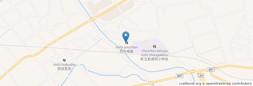 Mapa de ubicacion de 西幼稚園 en 日本, 福岡県, 糟屋郡, 粕屋町.