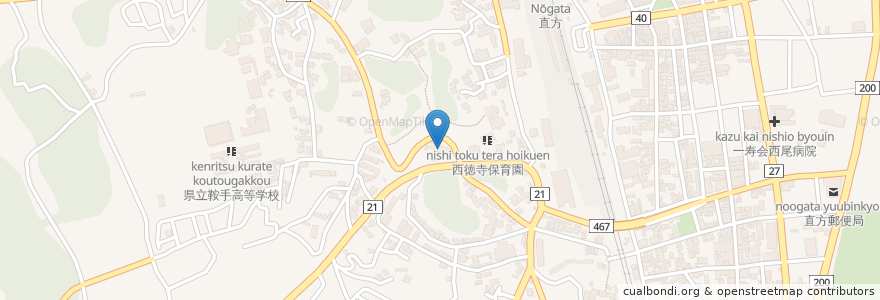 Mapa de ubicacion de 西徳寺幼稚園 en Япония, Фукуока, 直方市.