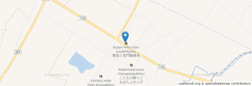 Mapa de ubicacion de 豊前三毛門郵便局 en 日本, 福岡県, 豊前市.