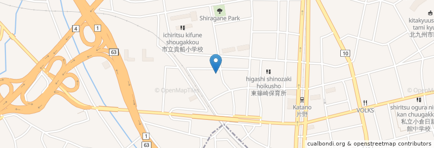 Mapa de ubicacion de 貴船児童館 en 日本, 福岡県, 北九州市, 小倉北区.