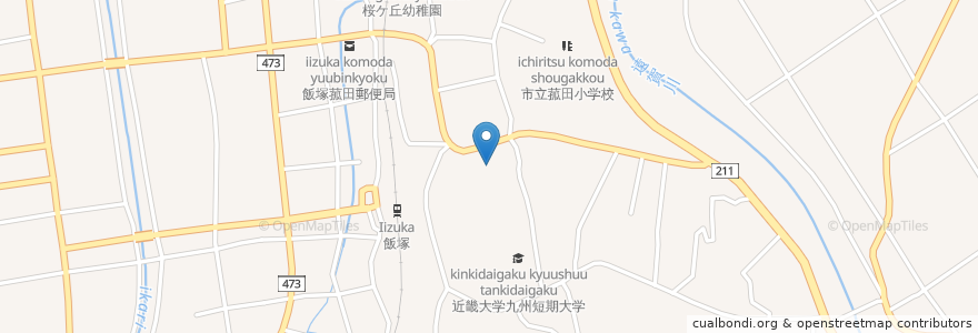 Mapa de ubicacion de 近畿大学九州短大附属幼稚園 en اليابان, محافظة فوكوكا, 飯塚市.
