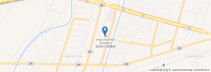 Mapa de ubicacion de 遠賀町立図書館 en اليابان, محافظة فوكوكا, 遠賀郡, 遠賀町.