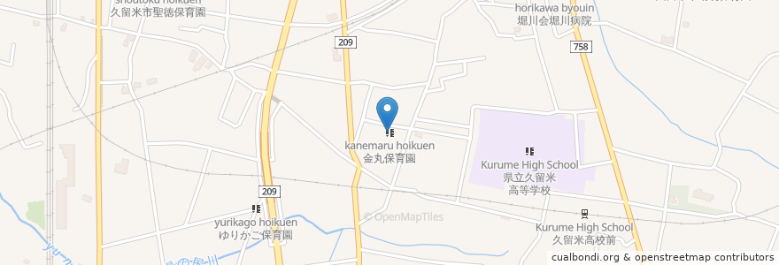 Mapa de ubicacion de 金丸保育園 en 일본, 후쿠오카현, 久留米市.