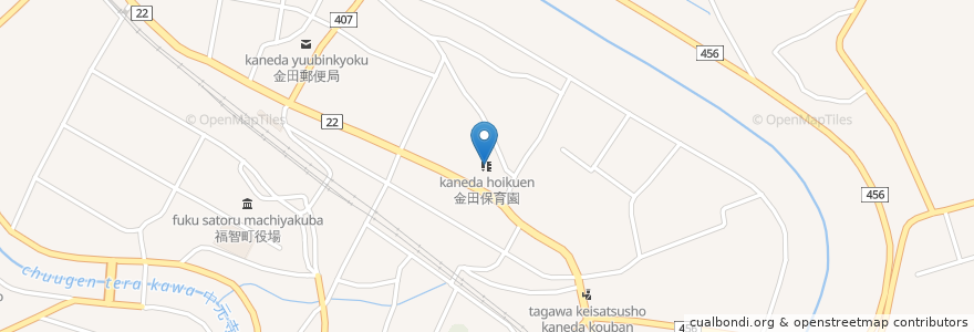 Mapa de ubicacion de 金田保育園 en Japan, Fukuoka Prefecture, Tagawa County, Fukuchi.