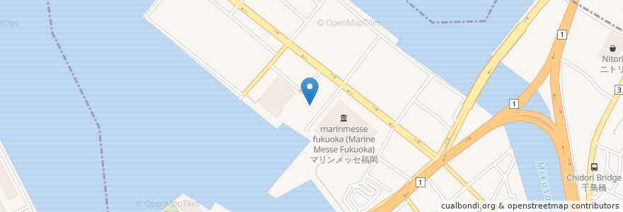 Mapa de ubicacion de 門司植物防疫所福岡支所 en Japonya, 福岡県, 福岡市, 博多区.