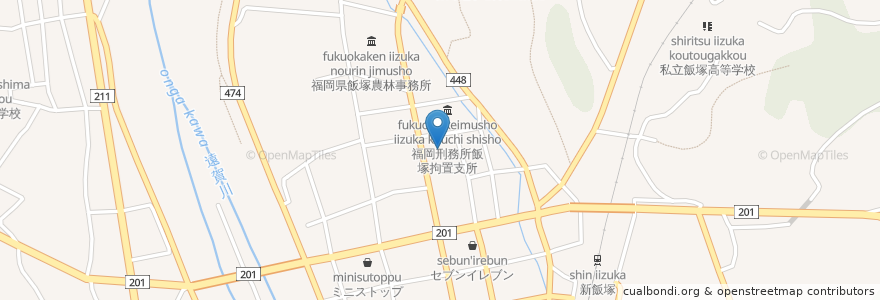 Mapa de ubicacion de 飯塚市役所 en 日本, 福岡県, 飯塚市.