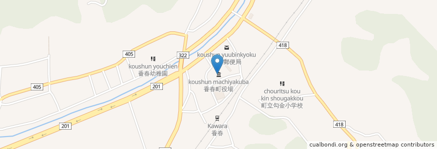 Mapa de ubicacion de 香春町役場 en 日本, 福岡県, 田川郡, 香春町.
