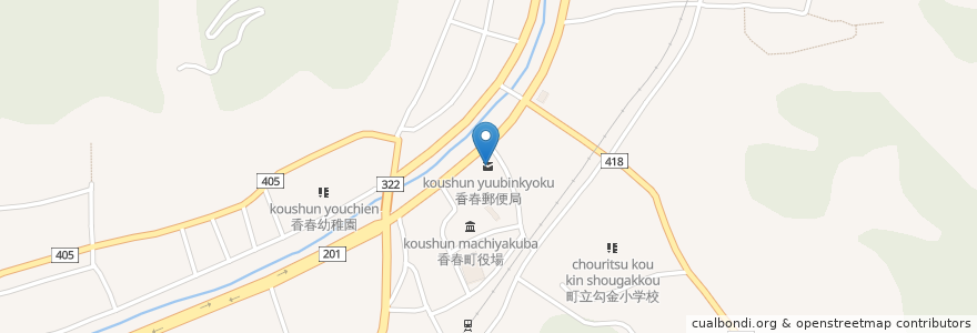 Mapa de ubicacion de 香春郵便局 en Japon, Préfecture De Fukuoka, 田川郡, 香春町.