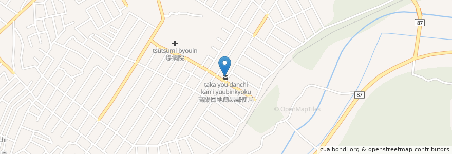Mapa de ubicacion de 高陽団地簡易郵便局 en 日本, 福岡県, 遠賀郡, 岡垣町.