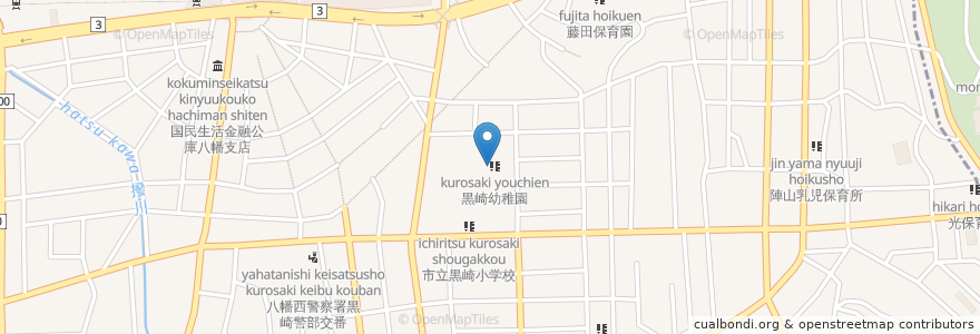 Mapa de ubicacion de 黒崎幼稚園 en Japão, 福岡県, 北九州市, 八幡西区.