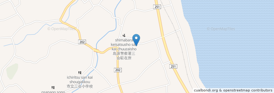 Mapa de ubicacion de 三会郵便局 en اليابان, ناغاساكي, 島原市.