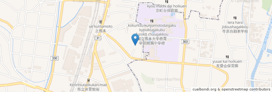 Mapa de ubicacion de 九州森林監理局 en Japon, Préfecture De Kumamoto, 熊本市, 西区.