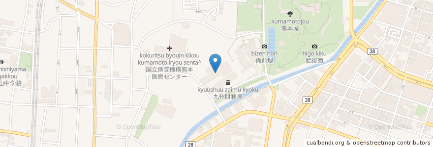 Mapa de ubicacion de 九州管区行政評価局熊本行政評価事務所 en 일본, 구마모토현, 구마모토시, 中央区.