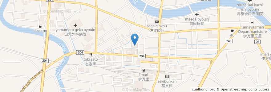 Mapa de ubicacion de 伊万里郵便局 en 일본, 사가현, 伊万里市.