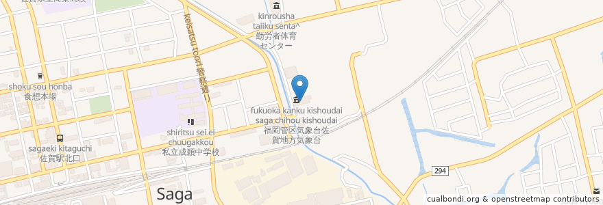 Mapa de ubicacion de 佐賀地方法務局登記情報システム管理官室 en Japon, Préfecture De Saga, 佐賀市.