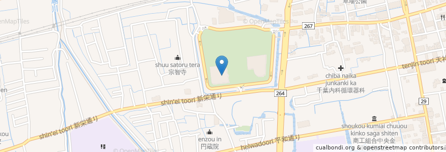 Mapa de ubicacion de 佐賀市立図書館 en Japan, 佐賀県, 佐賀市.