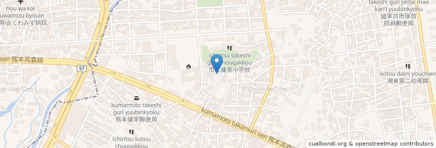 Mapa de ubicacion de 健軍保育園 en اليابان, 熊本県, 熊本市, 東区.