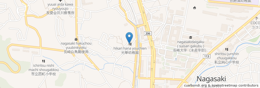 Mapa de ubicacion de 光華幼稚園 en 日本, 长崎县, 长崎市.