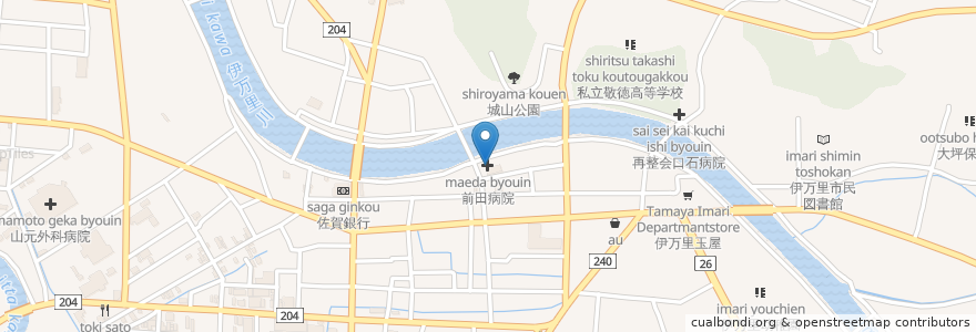Mapa de ubicacion de 前田病院 en اليابان, 佐賀県, 伊万里市.