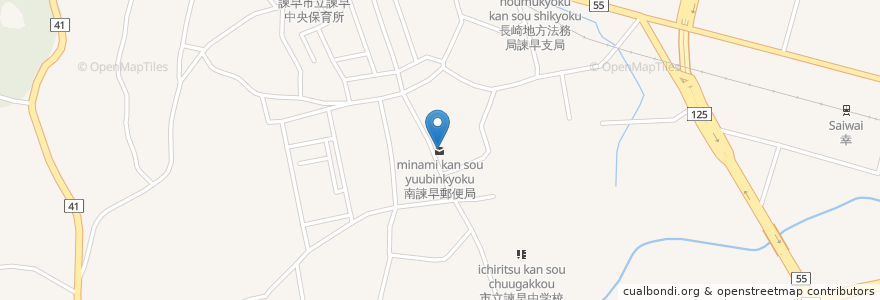 Mapa de ubicacion de 南諫早郵便局 en Giappone, Prefettura Di Nagasaki, 諫早市.