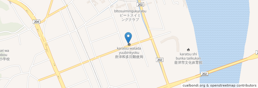Mapa de ubicacion de 唐津和多田郵便局 en Japan, 佐賀県, 唐津市.
