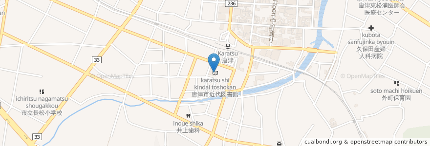 Mapa de ubicacion de 唐津市近代図書館 en Japon, Préfecture De Saga, 唐津市.