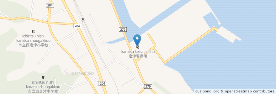 Mapa de ubicacion de 唐津警察署 en Japon, Préfecture De Saga, 唐津市.