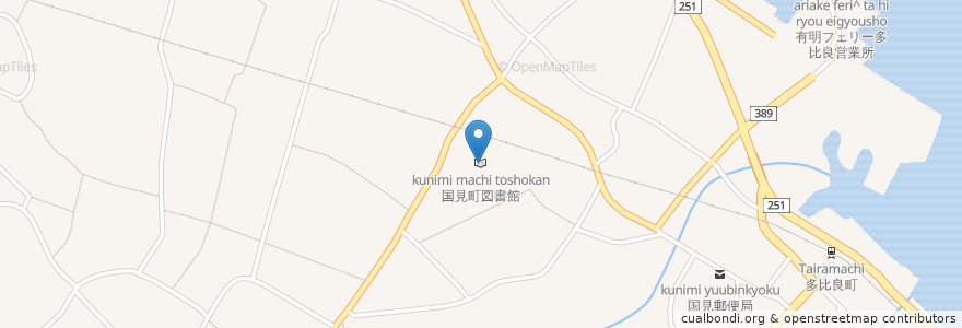 Mapa de ubicacion de 国見町図書館 en 日本, 長崎県, 雲仙市.