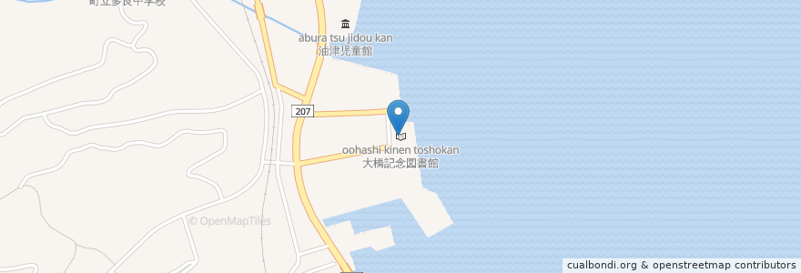 Mapa de ubicacion de 大橋記念図書館 en Japão, 佐賀県, 藤津郡, 太良町.