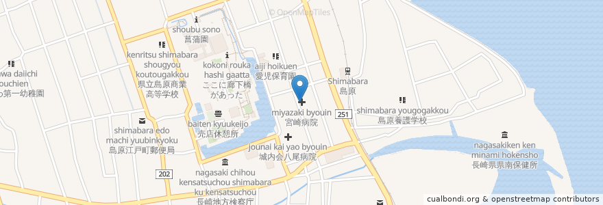 Mapa de ubicacion de 宮崎病院 en 日本, 长崎县, 岛原市.