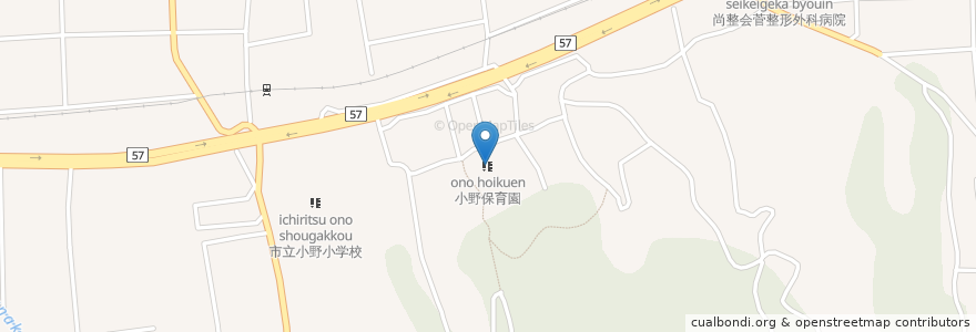 Mapa de ubicacion de 小野保育園 en Japón, Prefectura De Nagasaki, 諫早市.