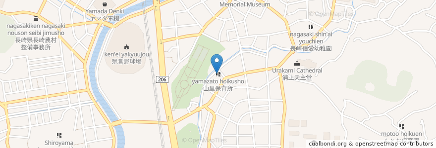 Mapa de ubicacion de 山里保育所 en 日本, 长崎县, 长崎市.