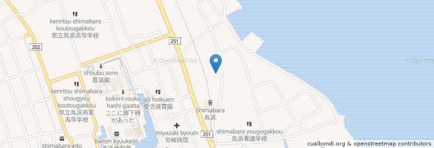 Mapa de ubicacion de 島原公共職業安定所 en Japón, Prefectura De Nagasaki, 島原市.