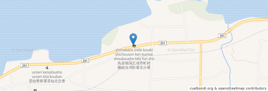 Mapa de ubicacion de 島原地域広域市町村圏組合消防署北分署 en 日本, 長崎県, 雲仙市.