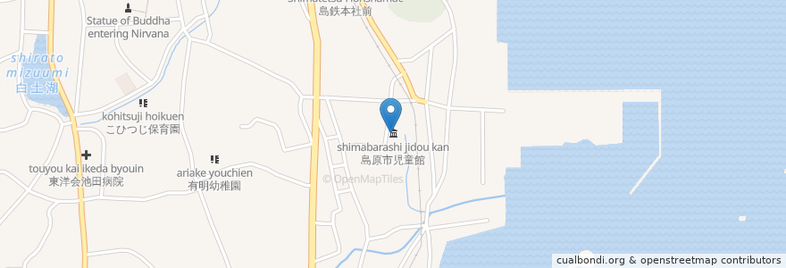 Mapa de ubicacion de 島原市児童館 en Japão, 長崎県, 島原市.