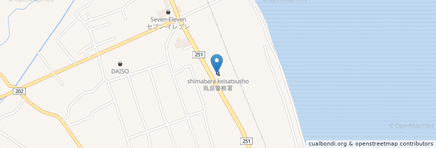 Mapa de ubicacion de 島原警察署 en 日本, 长崎县, 岛原市.