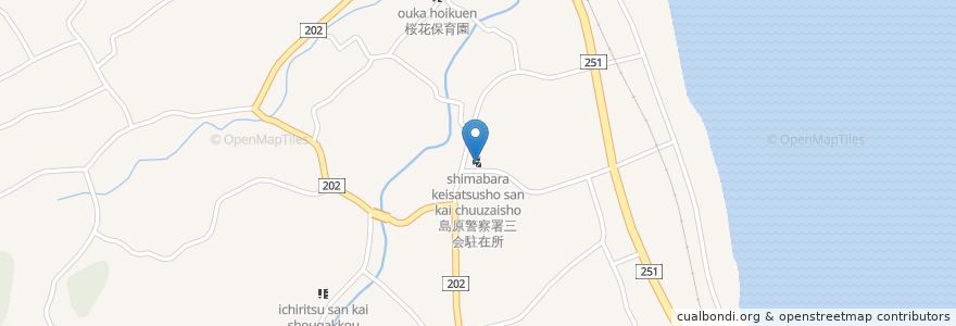 Mapa de ubicacion de 島原警察署三会駐在所 en Japón, Prefectura De Nagasaki, 島原市.