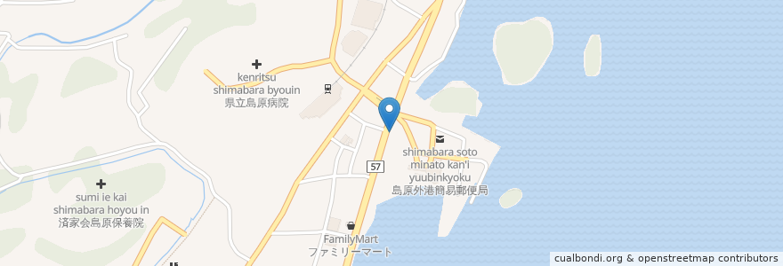 Mapa de ubicacion de 島原警察署外港交番 en ژاپن, 長崎県, 島原市.