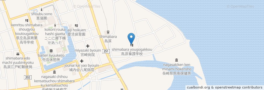 Mapa de ubicacion de 長崎県立島原特別支援学校 en 日本, 長崎県, 島原市.