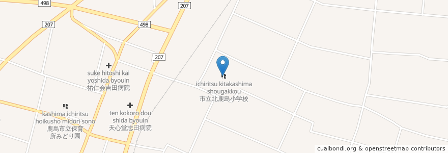 Mapa de ubicacion de 市立北鹿島小学校 en 일본, 사가현, 鹿島市.