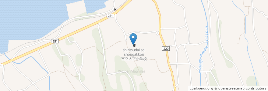 Mapa de ubicacion de 市立大正小学校 en 日本, 長崎県, 雲仙市.