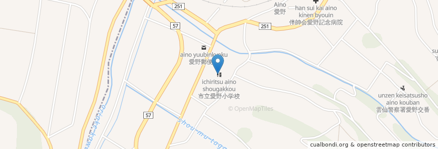 Mapa de ubicacion de 市立愛野小学校 en 日本, 長崎県, 雲仙市.